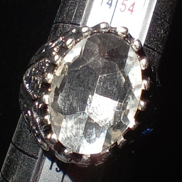 Get That Big Diamond look with this Silver Plated Clear Glass Stone Ring - Picture 2 of 7